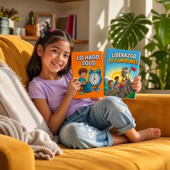 Camila, de Lima, Perú, en el sillón con Lo Hago Solo y Liderazgo de Mini Campeones